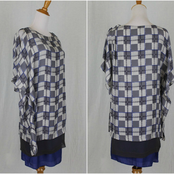 Poleci layered Raw Silk Tunic Toga Dress Y2k 2 Small Vintage New With Tags - Picture 2 of 8